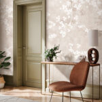 Wall murals White flowers on a beige background