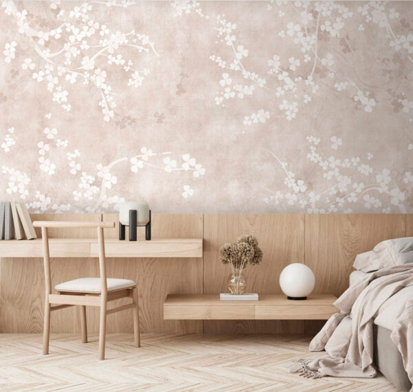 White flowers on a beige background u94458pib1 600x569 - White flowers on a beige background