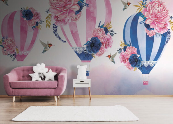 Group of hot air balloons with flowers Group of hot air balloons with flowers