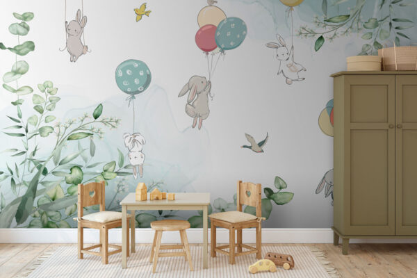 Group of bunnies holding balloons Group of bunnies holding balloons