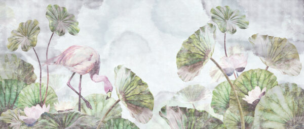 Flamingo and leaves Flamingo and leaves