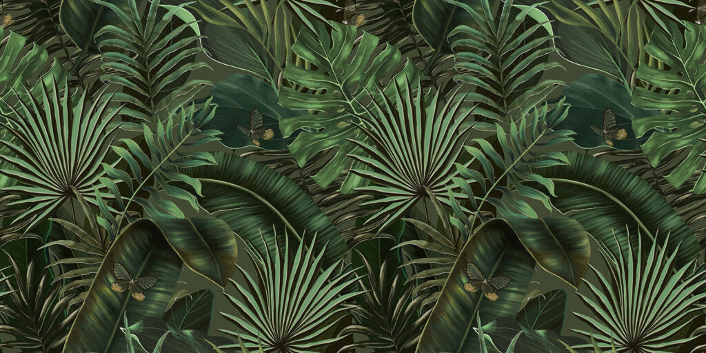 Lush green leaves and hidden butterflies Lush green leaves and hidden butterflies