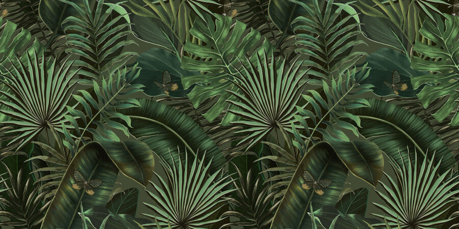 Lush green leaves and hidden butterflies