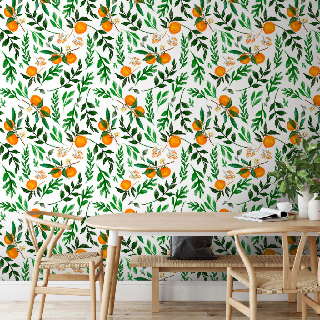 Pattern of oranges and leaves Pattern of oranges and leaves
