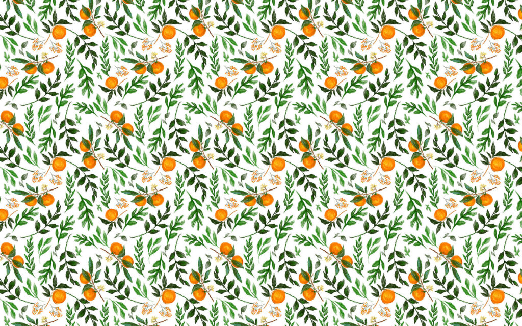 Pattern of oranges and leaves Pattern of oranges and leaves