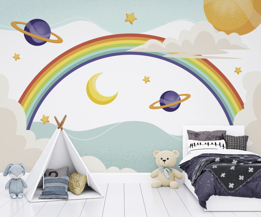 Rainbow with planets and stars Rainbow with planets and stars