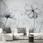 Wall murals Transparent flowers with leaves