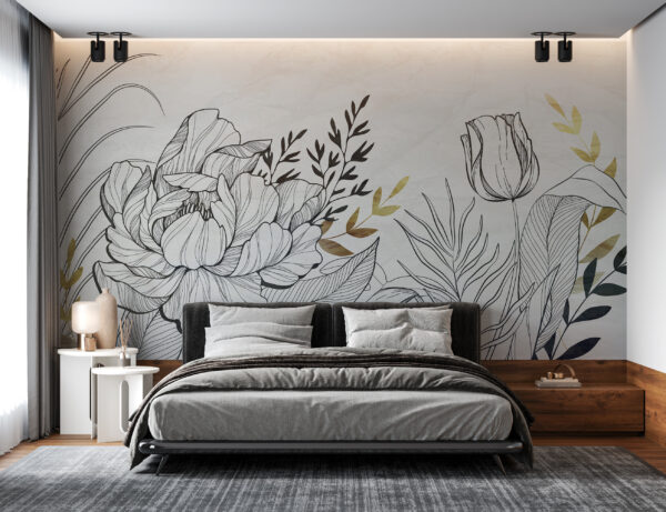 Wall murals Wall murals Drawing of a flower (SKU: u94307)