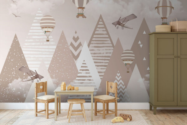 Wall murals Wall murals Wallpaper with mountains and airplanes (SKU: u94297)