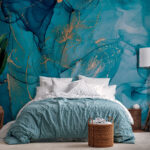 Wall mural Azure currents with silvery traces