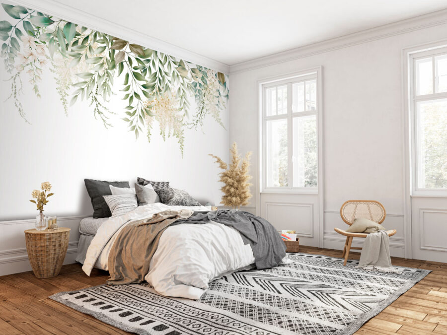 Delicate greenery on a white background.