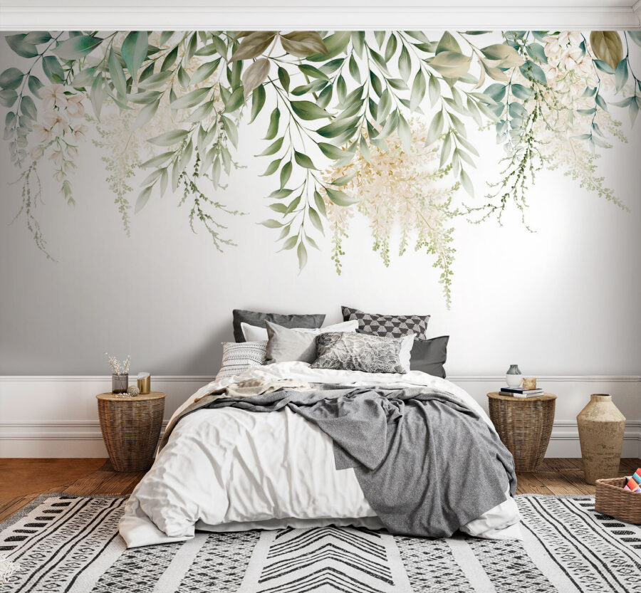 Delicate greenery on a white background.