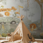 Wall murals Wallpaper with animals and trees
