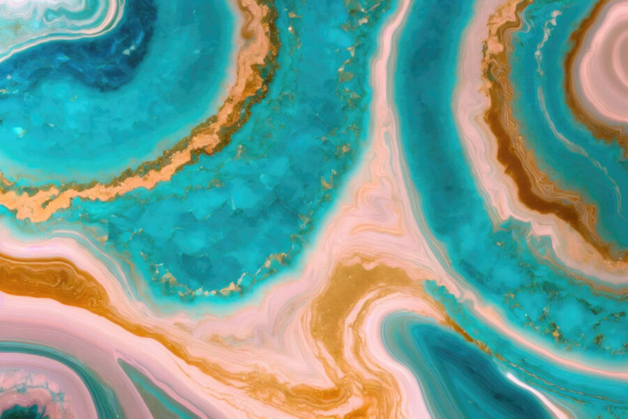 Blue and orange marbled surface