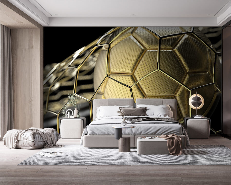 Wall murals Shimmering soccer ball on display - Image 2
