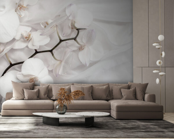 White orchids on a white fabric u94056pig58m 600x480 - White orchids on a white fabric