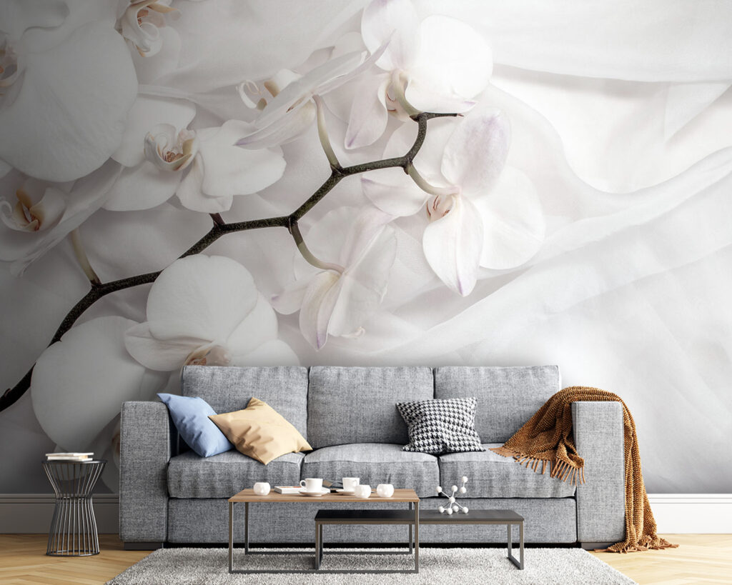 White orchids on a white fabric u94056pig54 1024x819 - White orchids on a white fabric