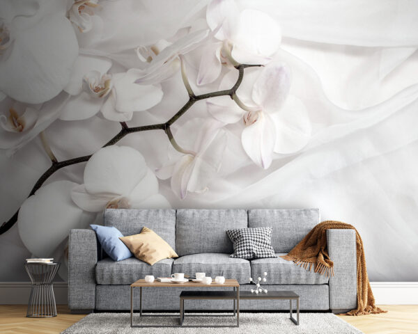 White orchids on a white fabric u94056pig54 600x480 - White orchids on a white fabric