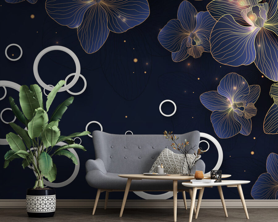 Floral patterns on a dark background