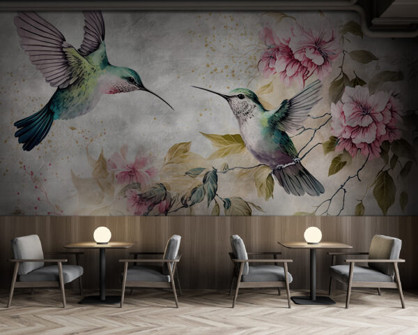 Painting of birds and flowers Painting of birds and flowers