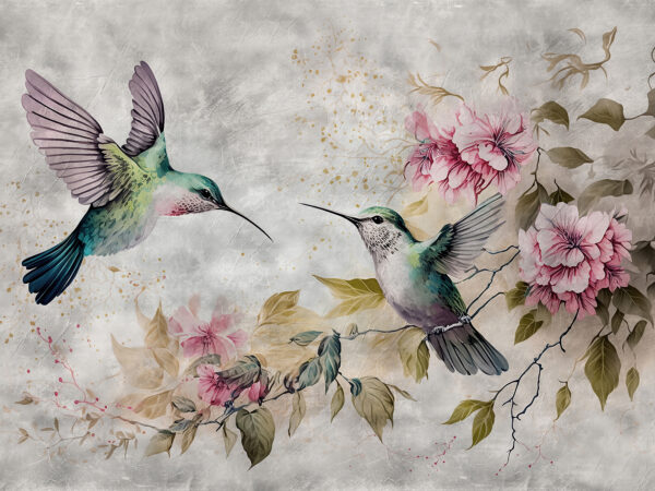 Painting of birds and flowers Painting of birds and flowers