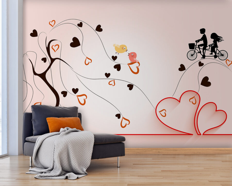 Tree with hearts and birds on it Tree with hearts and birds on it