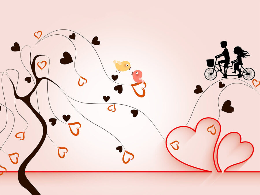 Tree with hearts and birds on it Tree with hearts and birds on it