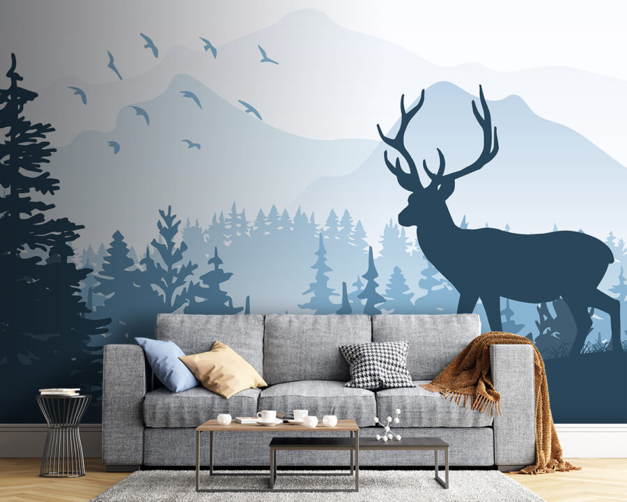 Wall murals Deer in a forest - Image 3