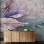 Wall murals Group of feathers on a white background