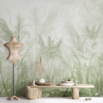 Wall murals A foggy field of grass