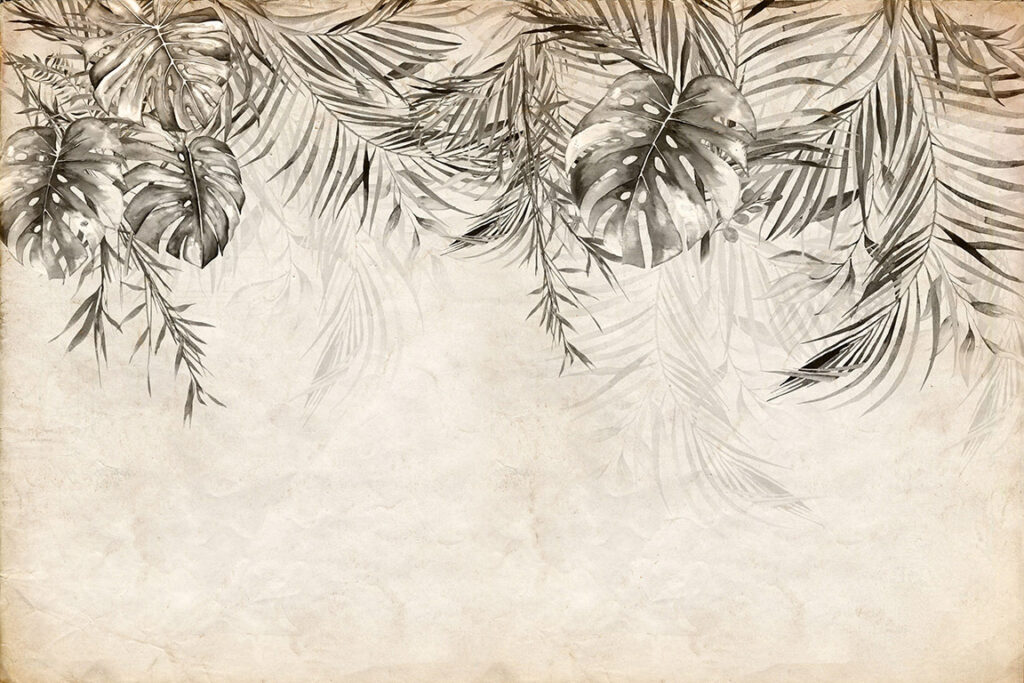Tropical leaves on a textured background Tropical leaves on a textured background