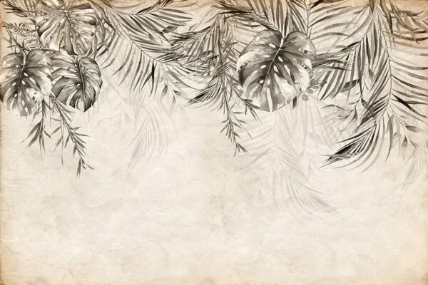 Tropical leaves on a textured background Tropical leaves on a textured background