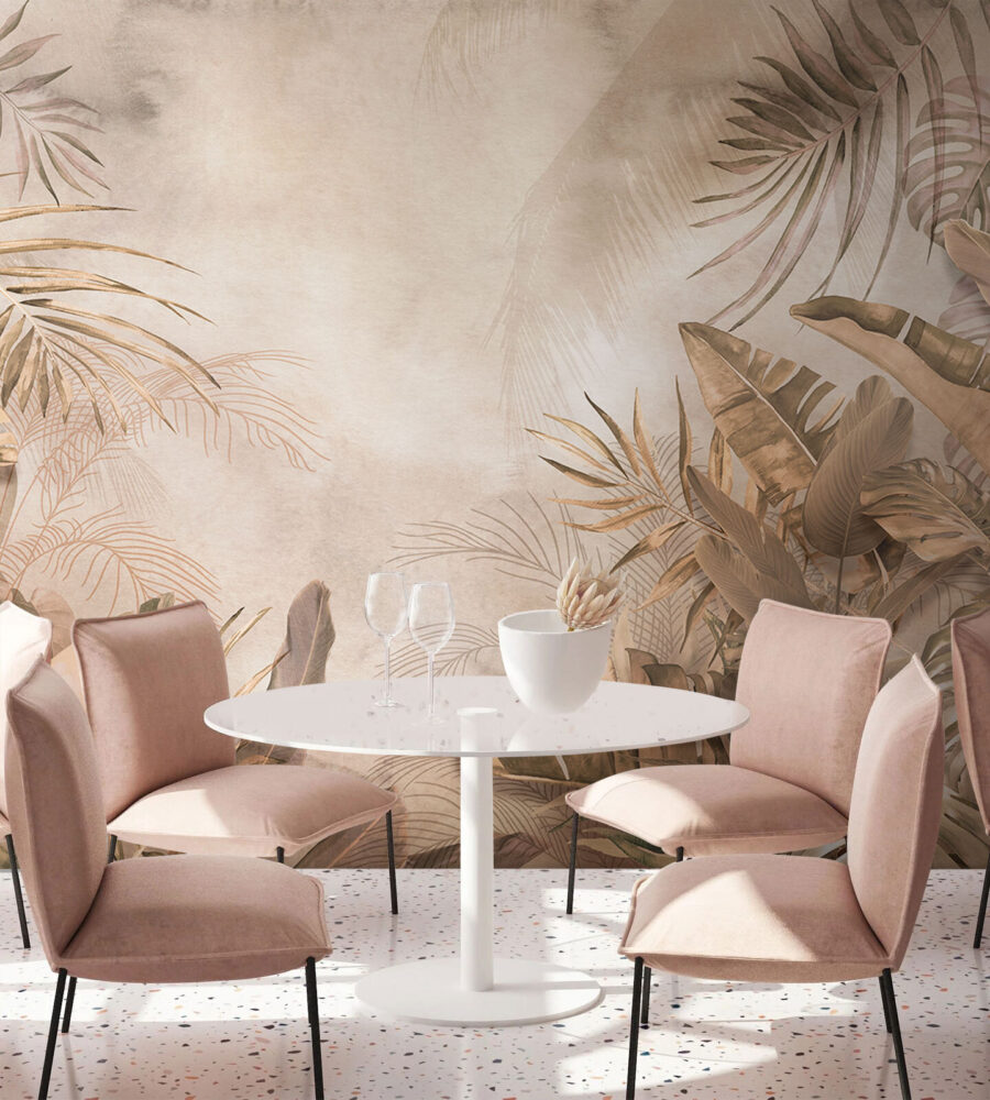 Tropical leaves in soft hues. Tropical leaves in soft hues.