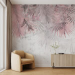 Wall murals A pink and white palm leaves