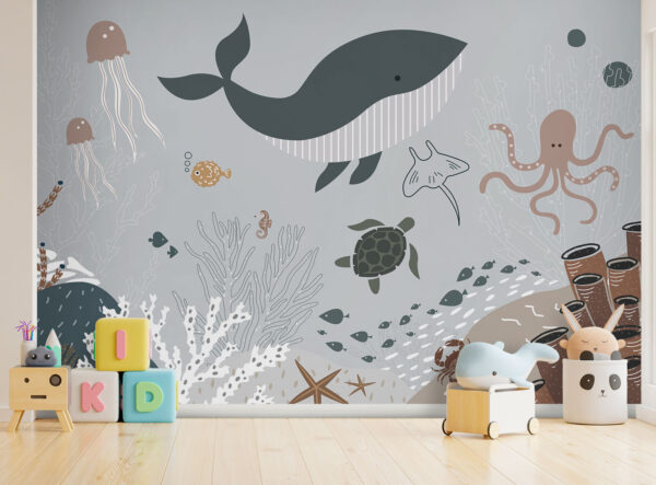 Sea life with fish and seaweed Sea life with fish and seaweed