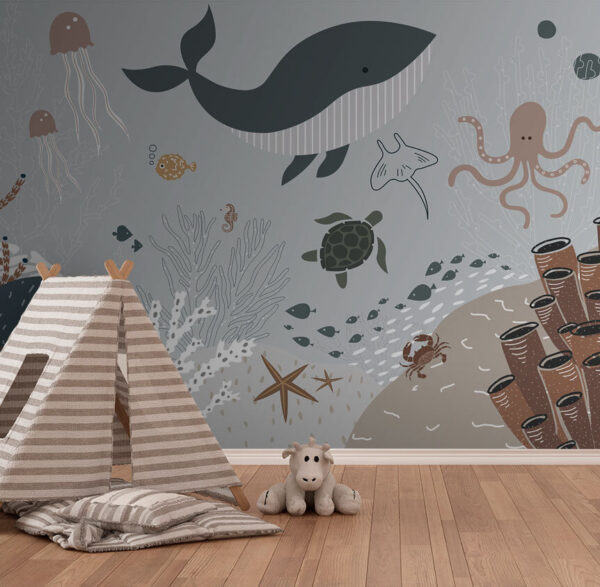 Sea life with fish and seaweed Sea life with fish and seaweed