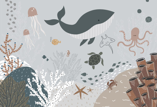 Sea life with fish and seaweed Sea life with fish and seaweed