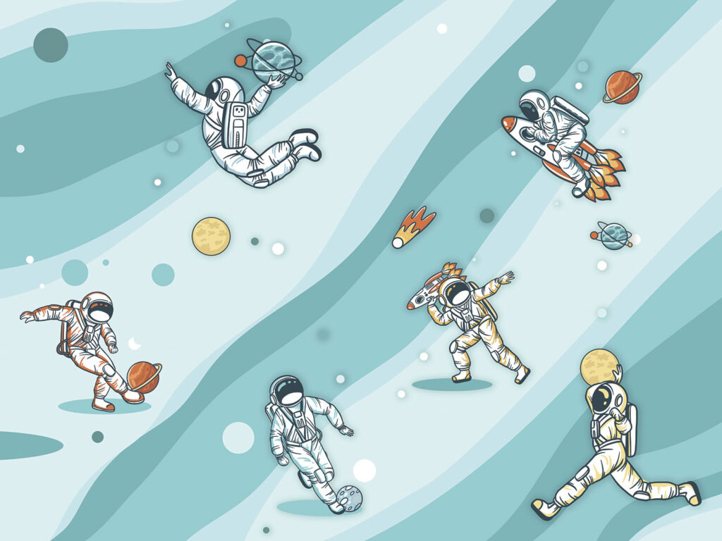 Group of astronauts in space Group of astronauts in space