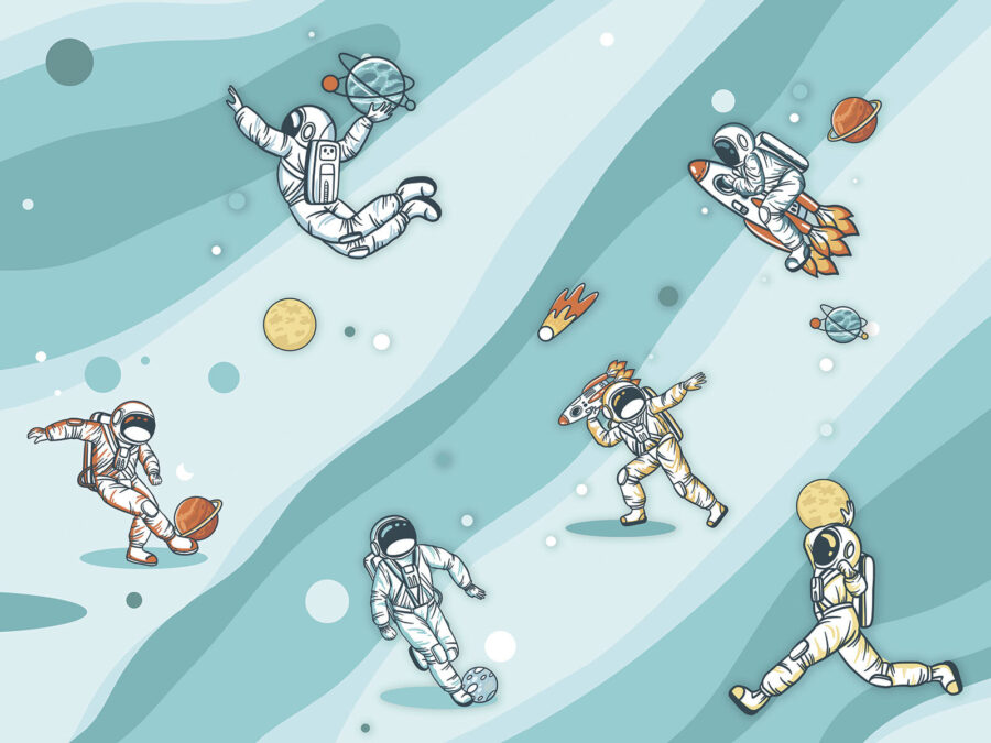 Group of astronauts in space