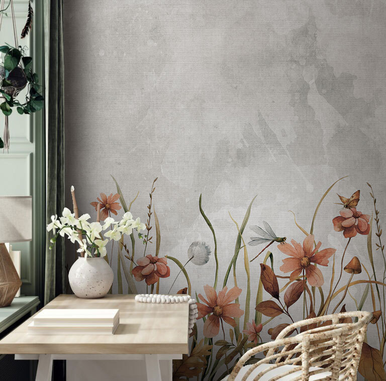 Painting of flowers and grass