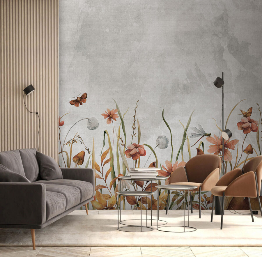 Painting of flowers and grass