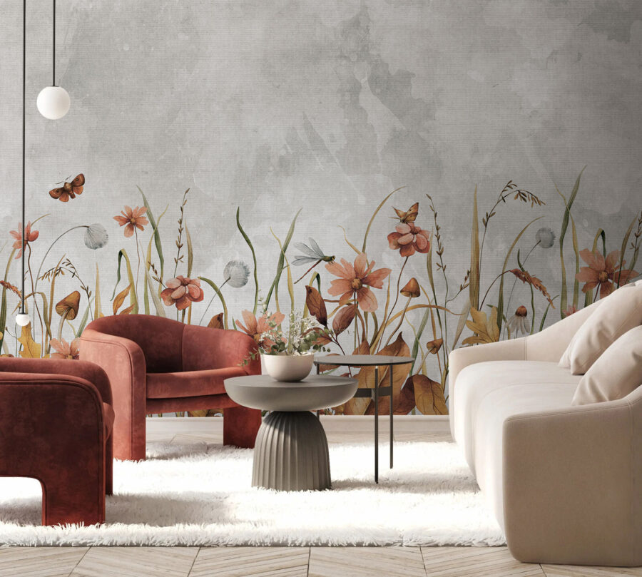 Painting of flowers and grass