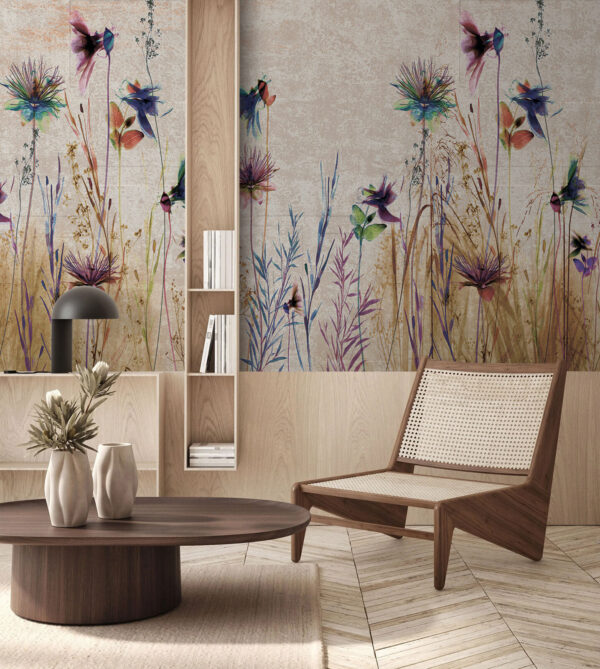 Colorful flowers in a serene landscape. Colorful flowers in a serene landscape.