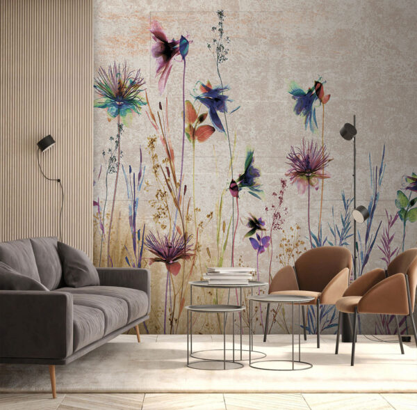 Colorful flowers in a serene landscape. Colorful flowers in a serene landscape.