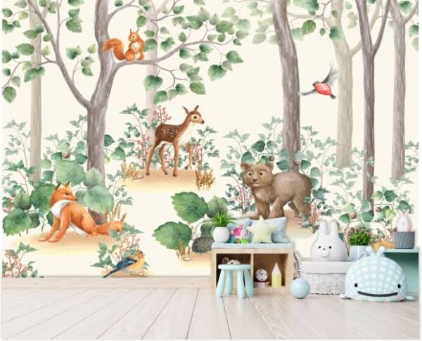 Wallpaper with animals in the forest Wallpaper with animals in the forest