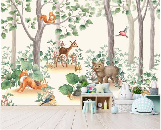 Wallpaper with animals in the forest Wallpaper with animals in the forest