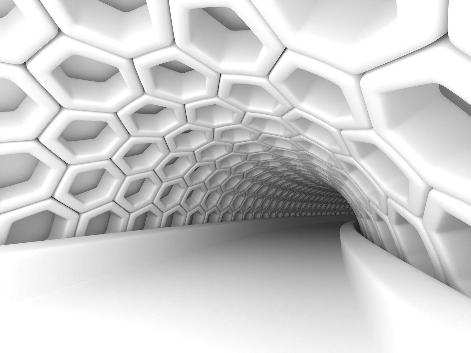 White tunnel with hexagons u93596p - White tunnel with hexagons - tegory