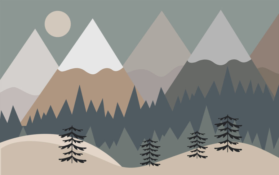 Mountain landscape with trees and mountains Mountain landscape with trees and mountains
