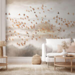 Wall murals Flock of birds flying in the sky