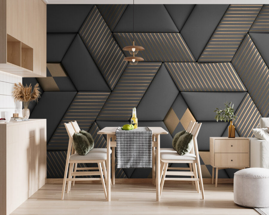 Wall murals Geometric elegance in grays and brass. - Image 9